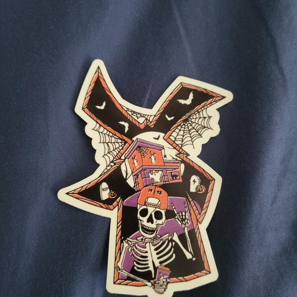 Dutch Bros Skeleton and Spider Web Sticker